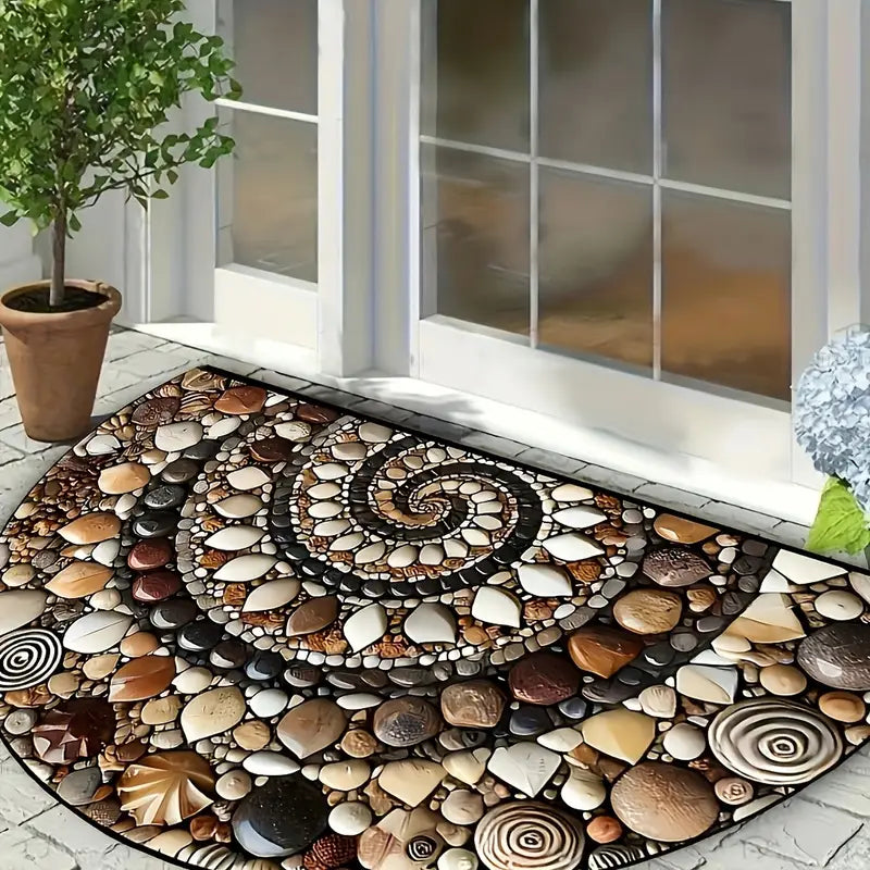 Coastal Spiral™ – Ocean-Inspired Pebble & Seashell Mat | Lily & Eden