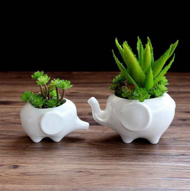 elephant planter pots Ceramic Elephant Plant Holder Small