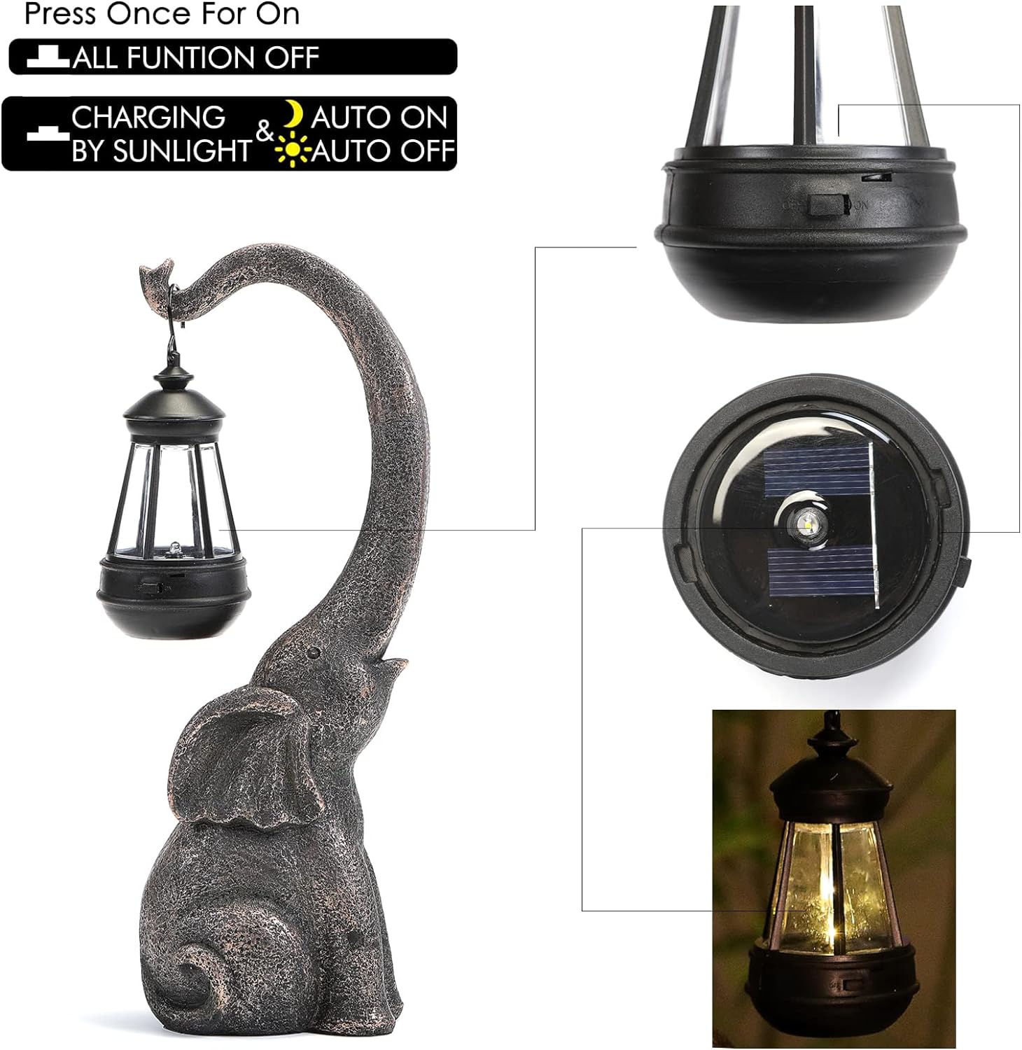 Enchanted Elephant Solar Lamp Lily Eden