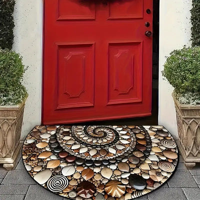 Coastal Spiral™ – Ocean-Inspired Pebble & Seashell Mat