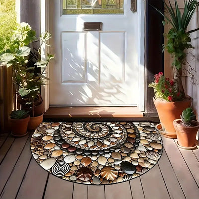 Coastal Spiral™ – Ocean-Inspired Pebble & Seashell Mat