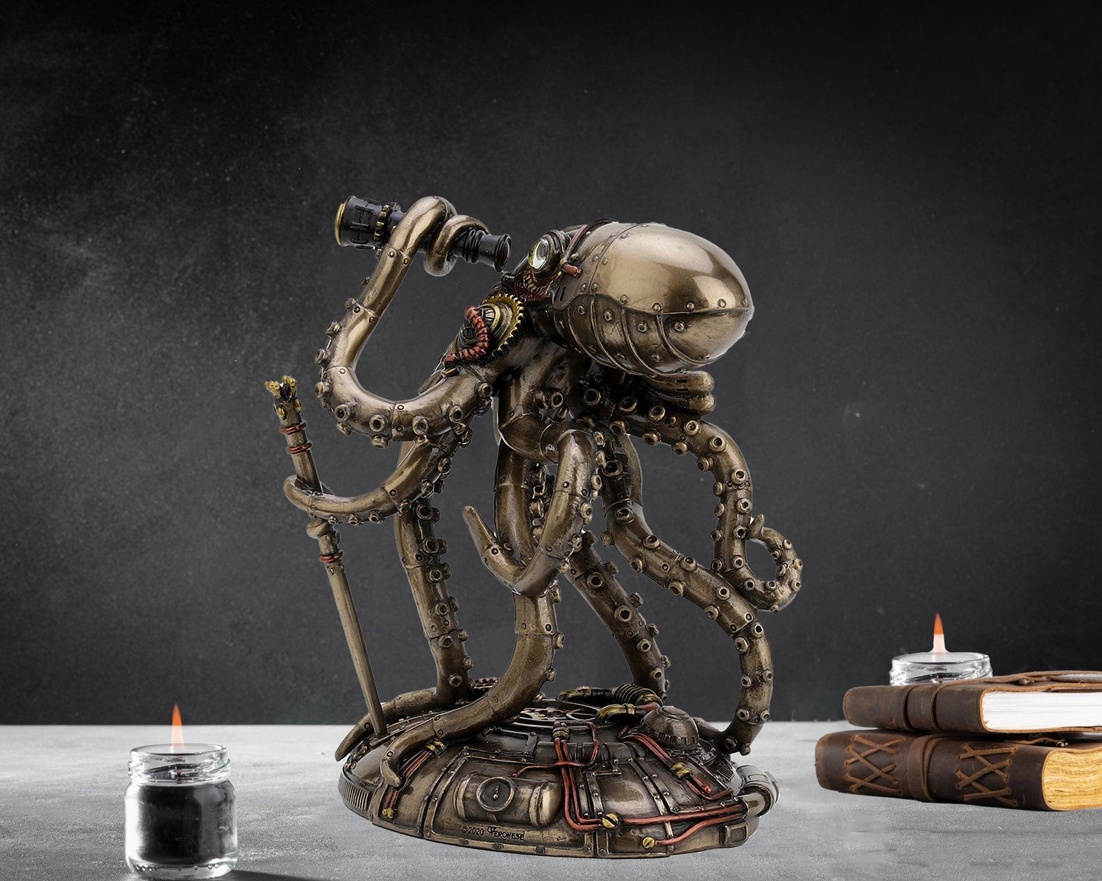 Octopus Steamroller Kraken™ - Retro-Futuristic Steampunk Octopus Explorer Statue | Lily & Eden