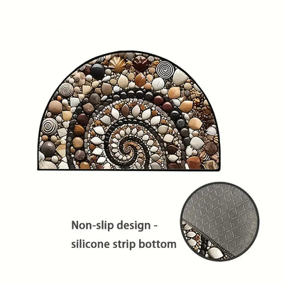 Coastal Spiral™ – Ocean-Inspired Pebble & Seashell Mat