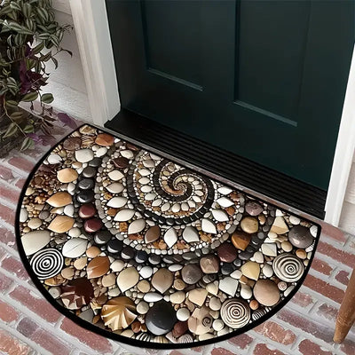 Coastal Spiral™ – Ocean-Inspired Pebble & Seashell Mat
