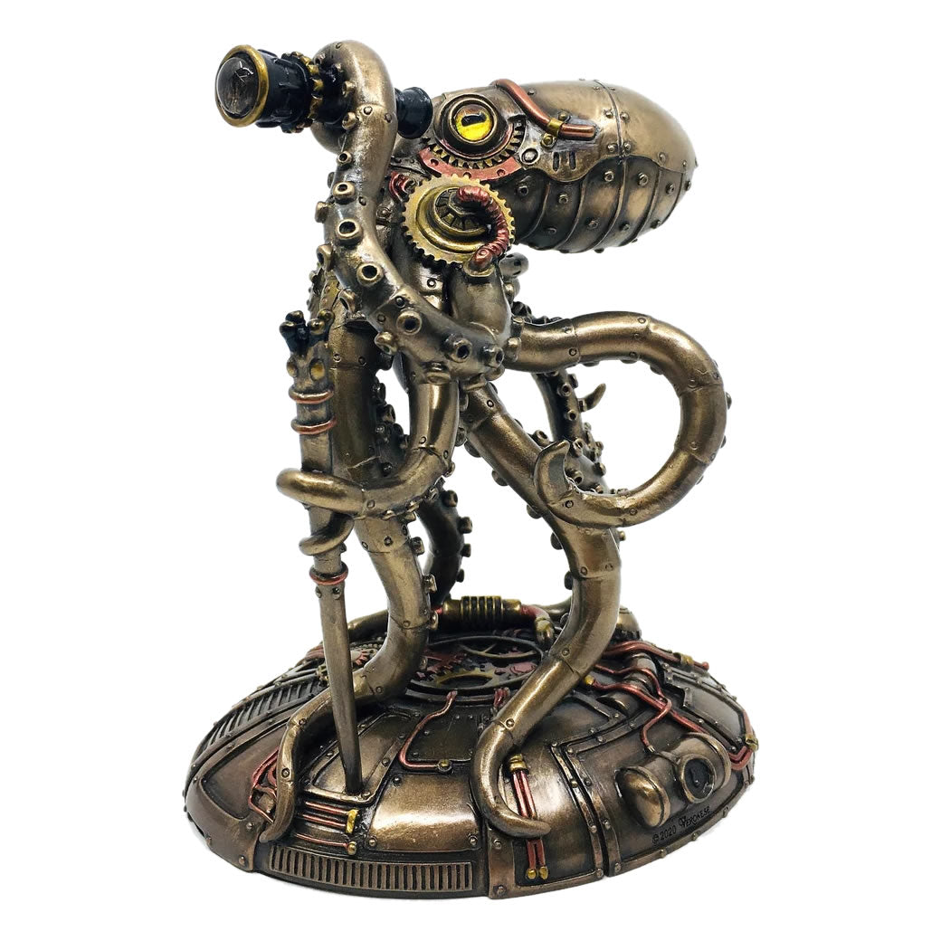 Octopus Steamroller Kraken™ - Retro-Futuristic Steampunk Octopus Explorer Statue | Lily & Eden
