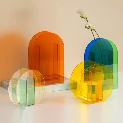 Vibrant Acrylic Geometric Floral Vase - Lily & Eden