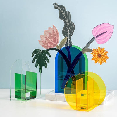 Vibrant Acrylic Geometric Floral Vase - Lily & Eden