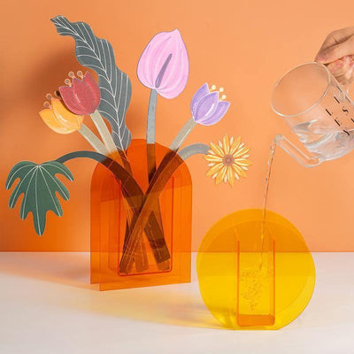 Vibrant Acrylic Geometric Floral Vase - Lily & Eden