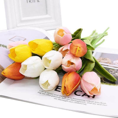 10-Piece Fake Tulips Silk Flowers - Lily & Eden