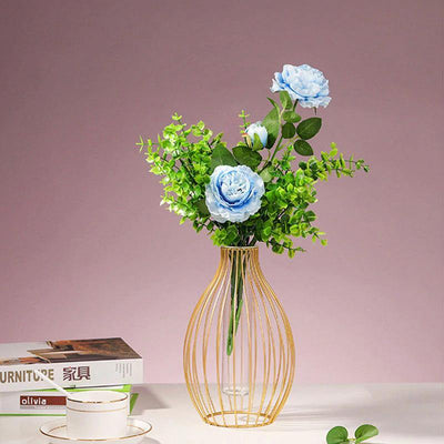 Iron Geometric Flower Vase with Glass Tube - Lily & Eden