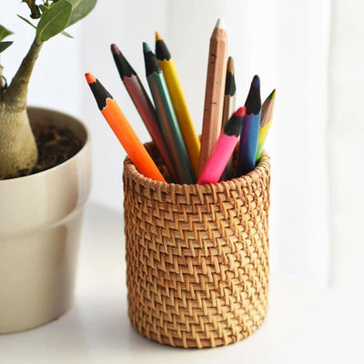 Hand-Woven Wicker Storage Container Basket Cylindrical | Lily & Eden