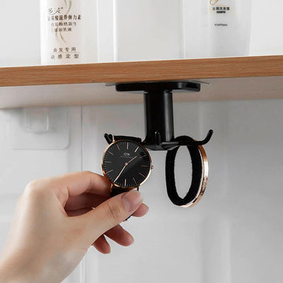 Under-Counter Rotating Kitchen Utensil Storage 6-Hook Organizer - Lily & Eden