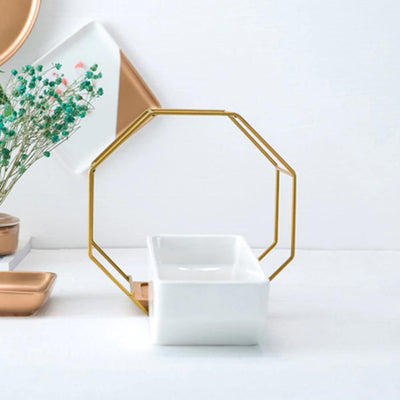 Ceramic Geometric Wall Planter with Iron Octagonal Frame - Lily & Eden