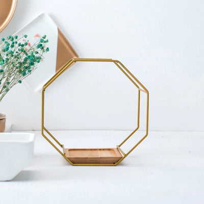 Ceramic Geometric Wall Planter with Iron Octagonal Frame - Lily & Eden