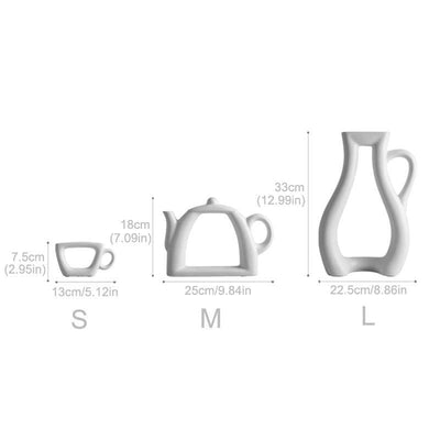 Ceramic White Tea Time Vases - Lily & Eden