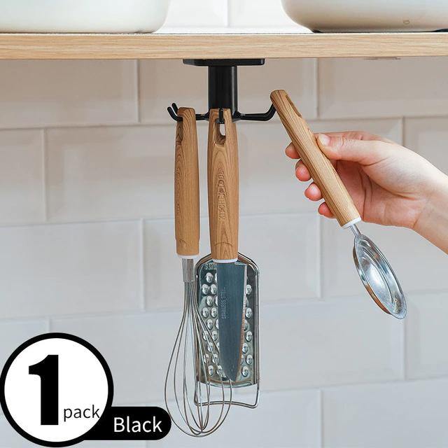 Under-Counter Rotating Kitchen Utensil Storage 6-Hook Organizer - Lily & Eden