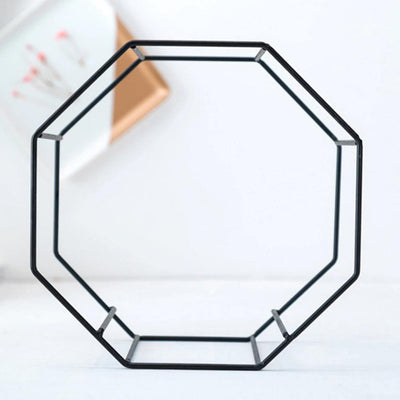 Ceramic Geometric Wall Planter with Iron Octagonal Frame - Lily & Eden