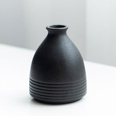 Black as Night Textured Ceramic Vases Penta | Lily & Eden