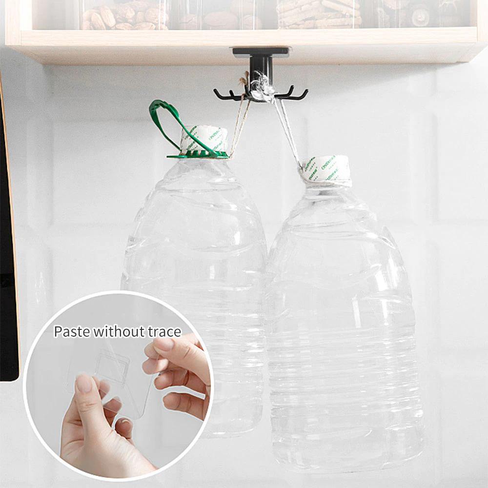 Under-Counter Rotating Kitchen Utensil Storage 6-Hook Organizer - Lily & Eden