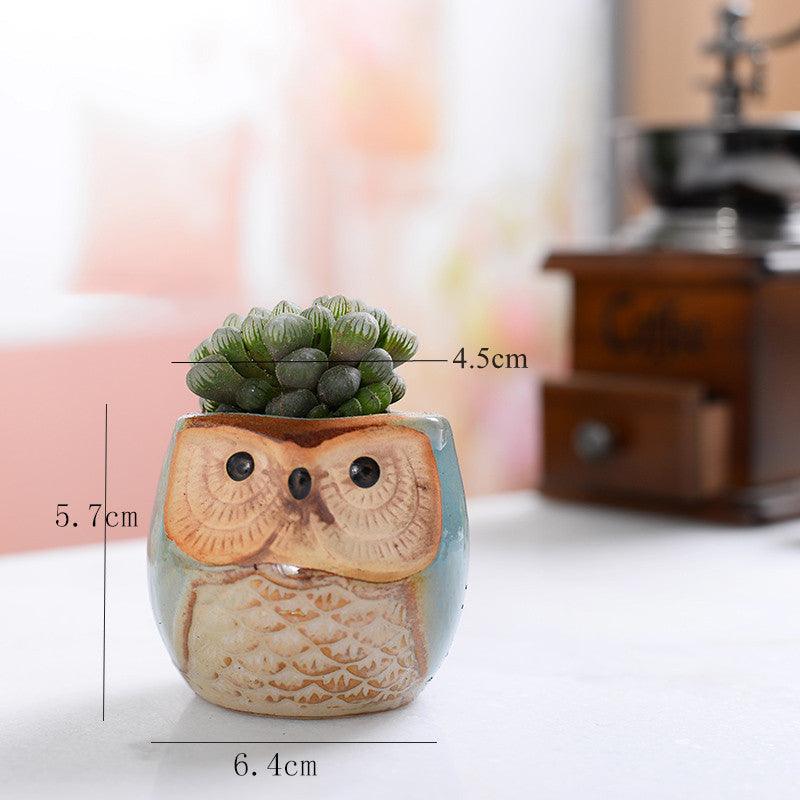 small ceramic succulent pots 6-Piece Small Owl Ceramic Succulent Planter Pots