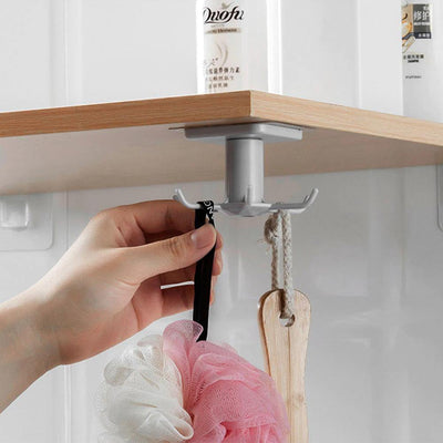 Under-Counter Rotating Kitchen Utensil Storage 6-Hook Organizer - Lily & Eden