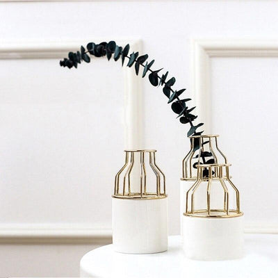 Iron and Ceramic Vase with Grated Design - Lily & Eden
