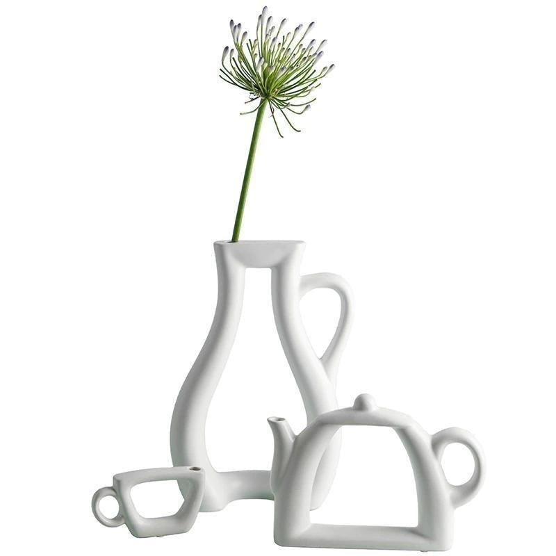 Ceramic White Tea Time Vases - Lily & Eden
