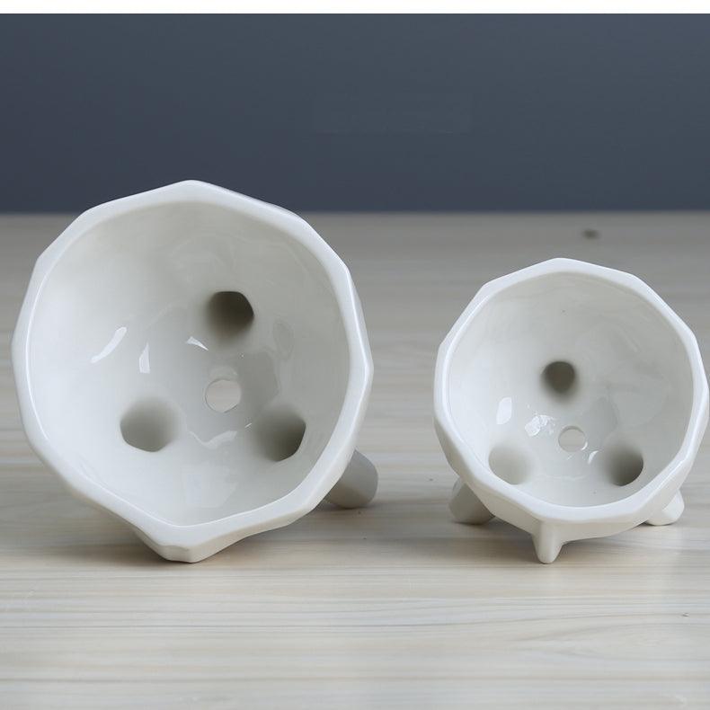 2-Piece White Ceramic Facial Succulent Planters - Lily & Eden