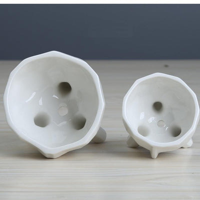 2-Piece White Ceramic Facial Succulent Planters - Lily & Eden