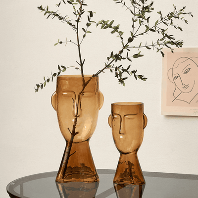 Artistic Face Handblown Glass Vase - Lily & Eden