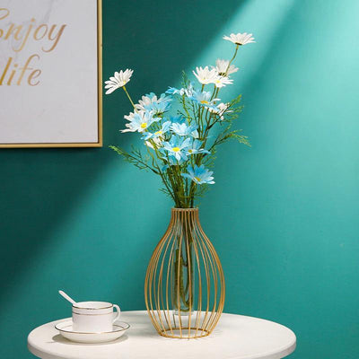 Iron Geometric Flower Vase with Glass Tube - Lily & Eden