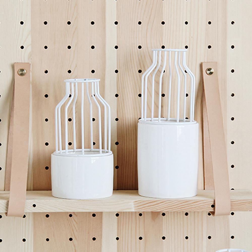 Iron and Ceramic Vase with Grated Design - Lily & Eden