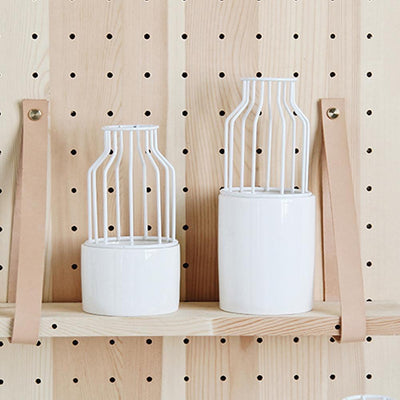 Iron and Ceramic Vase with Grated Design - Lily & Eden