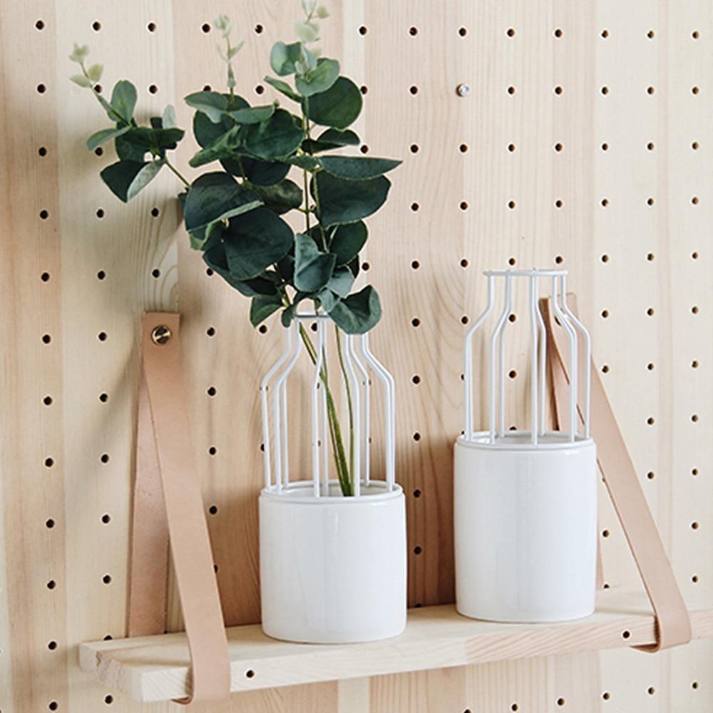Iron and Ceramic Vase with Grated Design - Lily & Eden