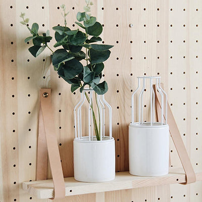 Iron and Ceramic Vase with Grated Design - Lily & Eden