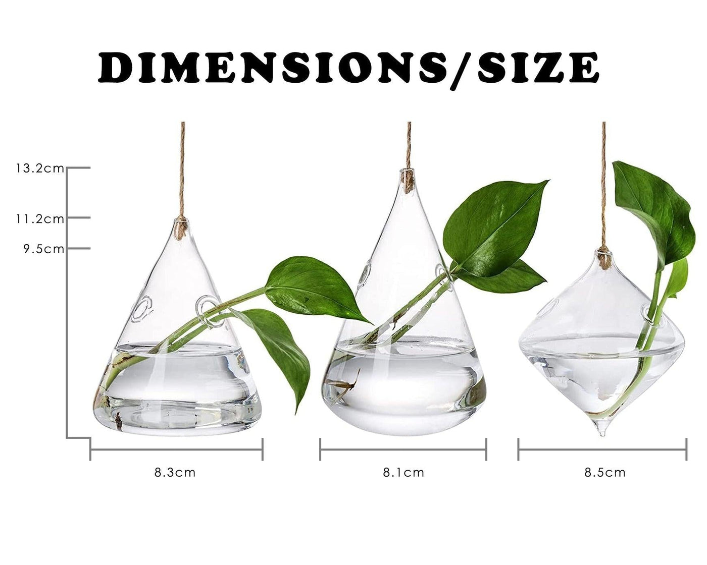 3-Piece Glass Hanging Terrarium Vases - Lily & Eden