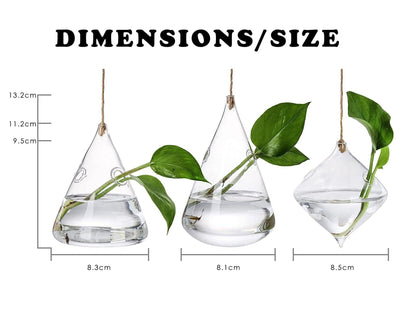 3-Piece Glass Hanging Terrarium Vases - Lily & Eden