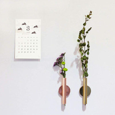 Contemporary Wall Hung Metal Tube Vase - Lily & Eden