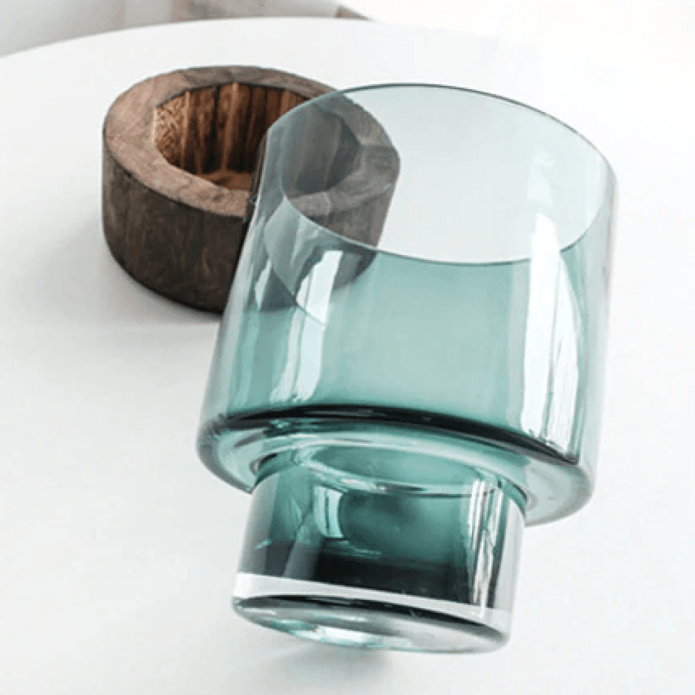 Tranquility Wooden Base Glass Vases - Lily & Eden