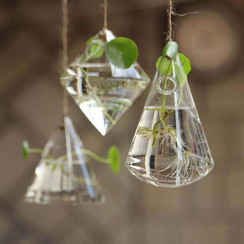 3-Piece Glass Hanging Terrarium Vases - Lily & Eden