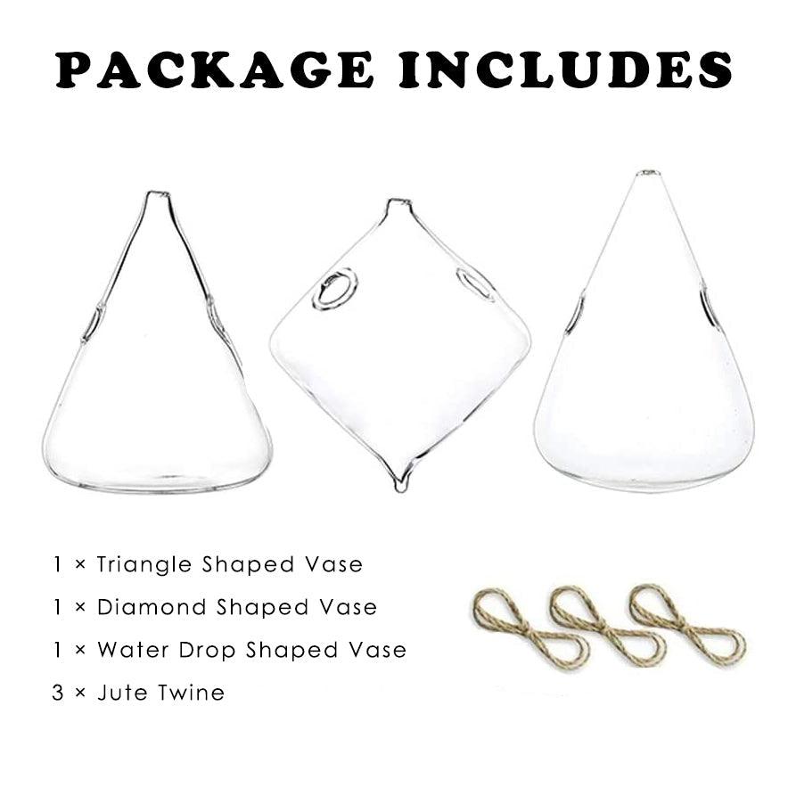 3-Piece Glass Hanging Terrarium Vases - Lily & Eden