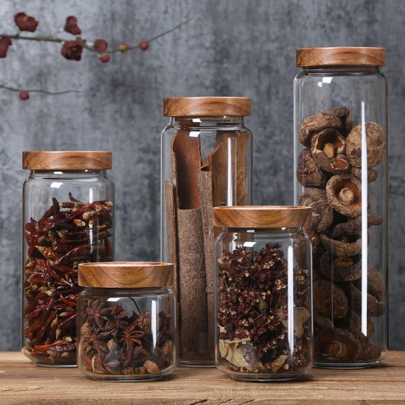 Acacia & Glass Food Storage Bins