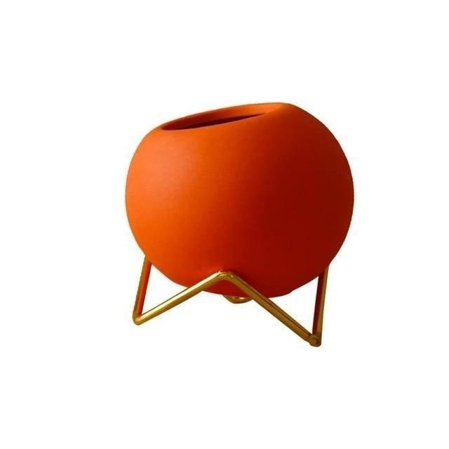 orange ceramic planter pots Vibrant Hues Ceramic Planter Pots with Stand OrangeRed