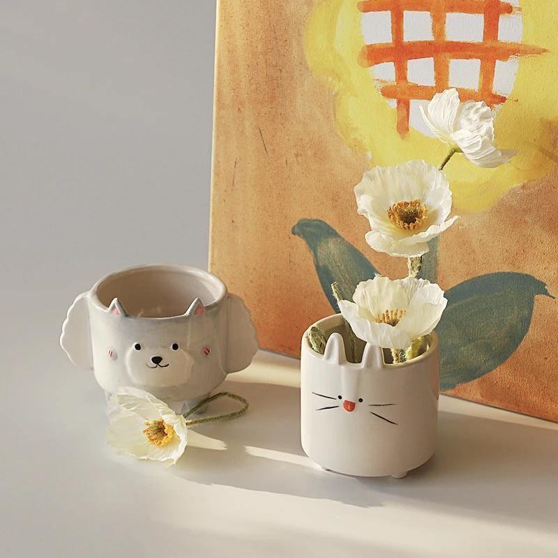 animal succulent pots Square Animal Ceramic Succulent Planters Rabbit