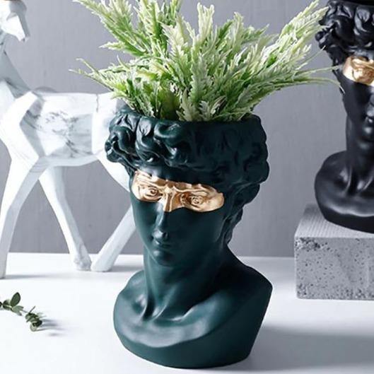 greek statue plant pot Ceramic David Head Planter Pot Sculpture DarkSlateGrey