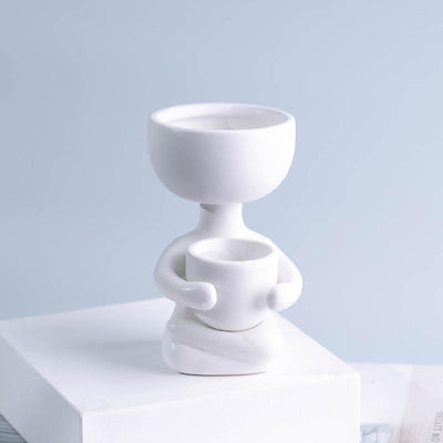 Little Human Ceramic Succulent Planter Pot on Lap / White | Lily & Eden