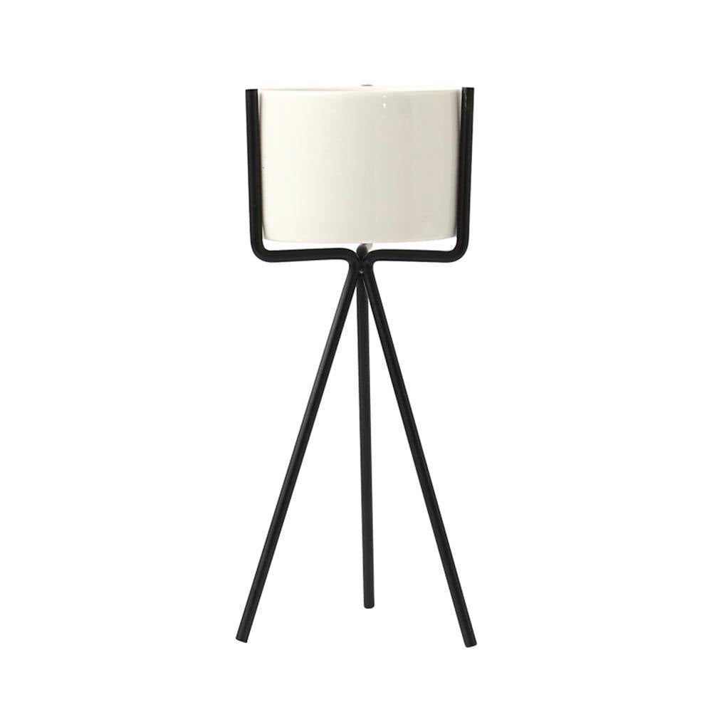 Long Tabletop Ceramic Planter with Geometric Iron Stand Short | Lily & Eden