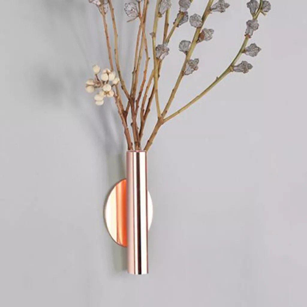 Contemporary Wall Hung Metal Tube Vase - Lily & Eden