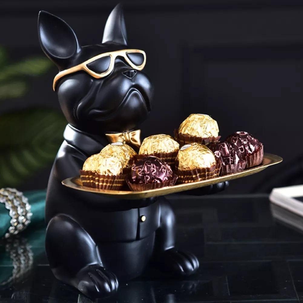 Awesome French Bulldog Money Box and Tray Sculpture