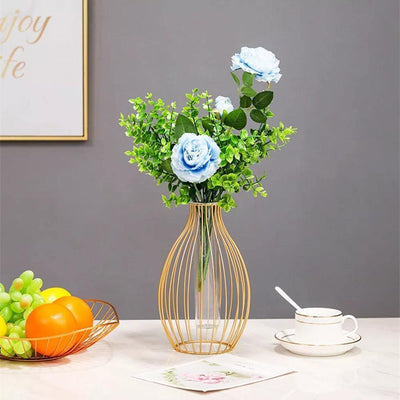 Iron Geometric Flower Vase with Glass Tube - Lily & Eden